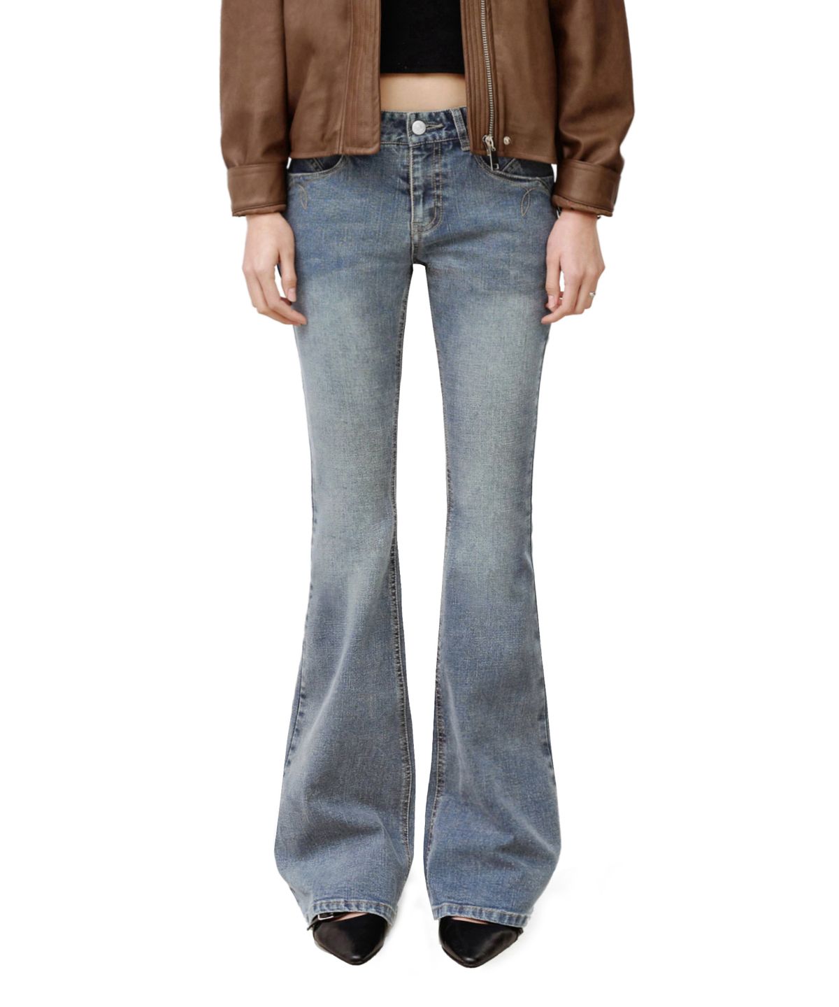 데케트 우먼(DECET WOMEN) [윤비누x데케트우먼]Stitch Pocket Low Rise Slim Flared Jeans DCWPT036LIGHTBLUE