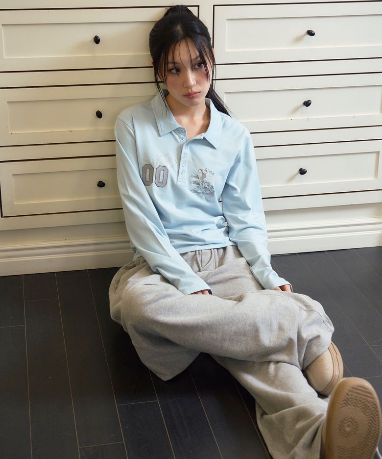 NOT YOUR ANGEL POLO LONG SLEEVE SKY BLUE