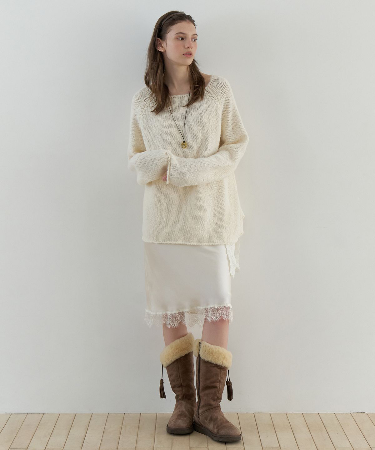리엘(RE L) [2nd] Bonheur raglan knit (ivory)