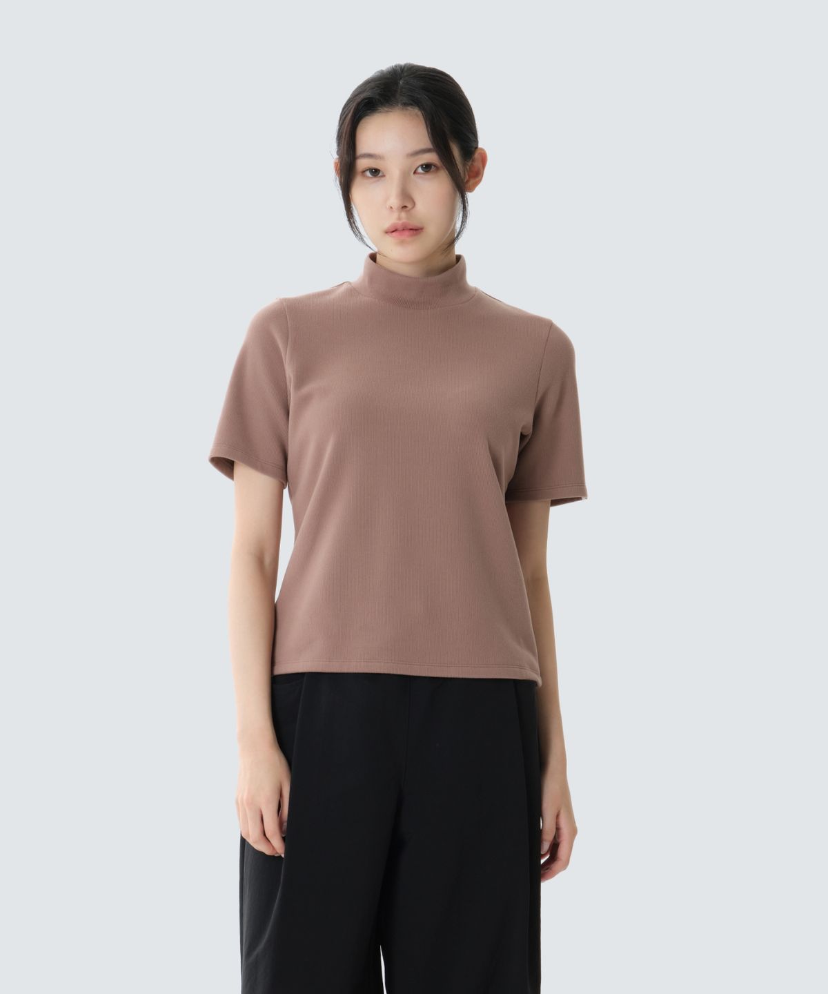 스노우피크 어패럴(SNOWPEAK APPAREL) 골지 여성 모크넥 반팔 티셔츠 (S26FWFTS31) Smog Pink