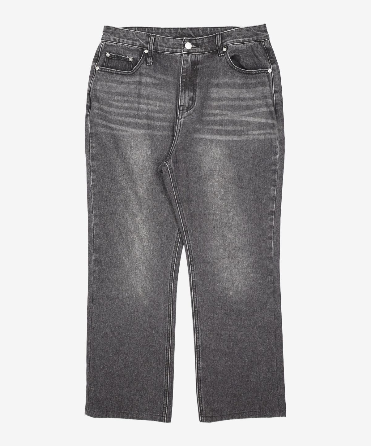 노매뉴얼(NOMANUAL) SOFT FLARE DENIM PANTS - WASHED BLACK XL