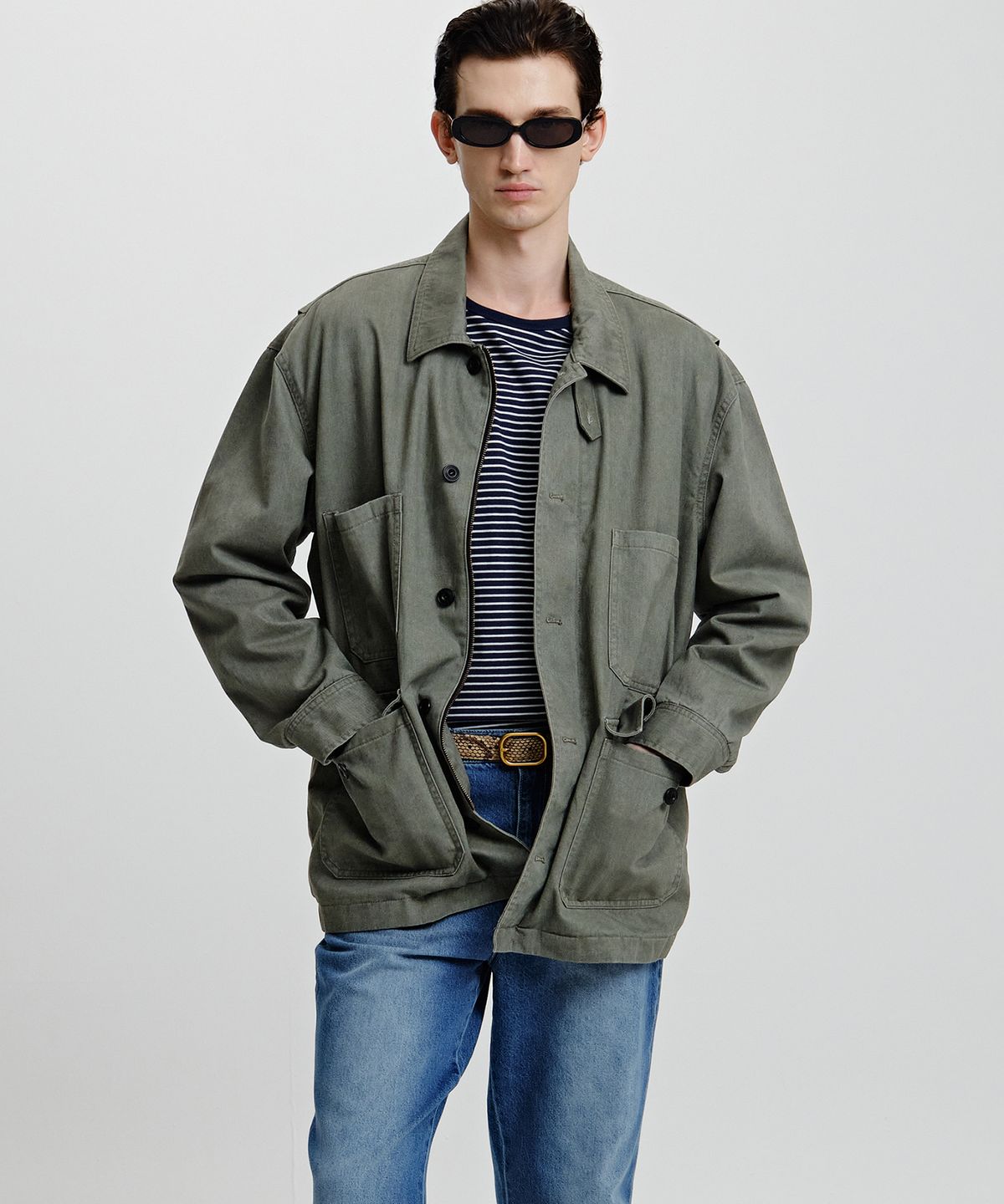 노이어(NOIRER) 가먼트 워싱 초어 자켓 (라이트카키)