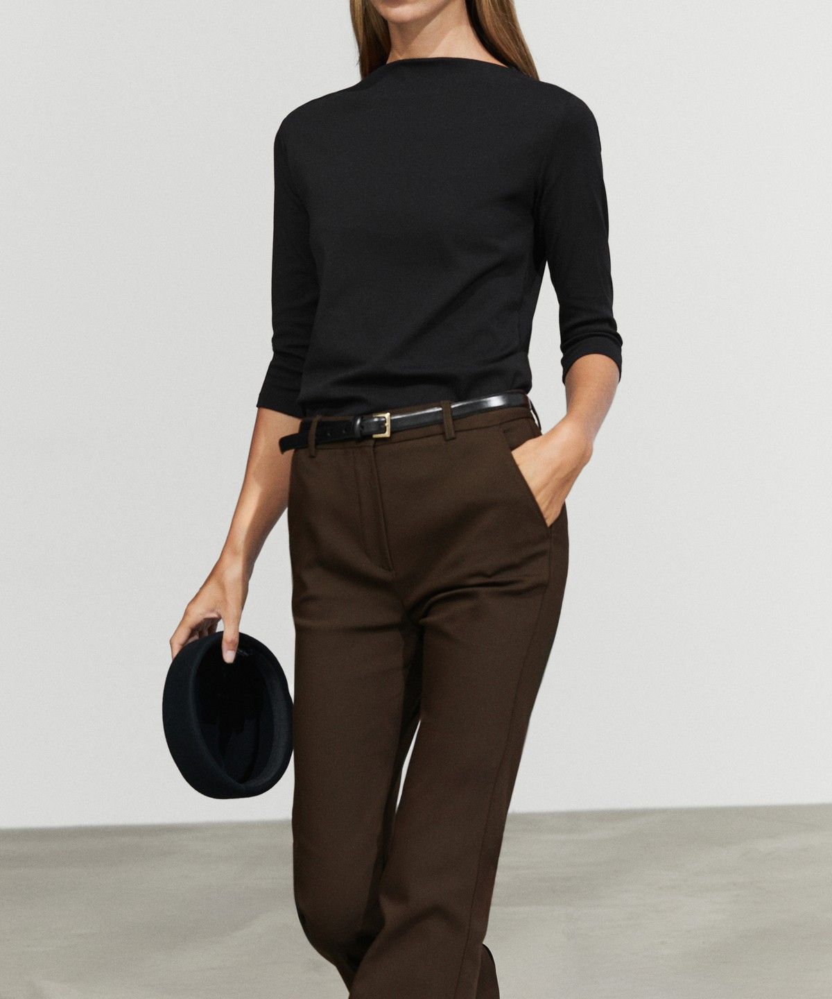 마시모두띠(MASSIMO DUTTI) 코튼 혼방 하이넥 티셔츠