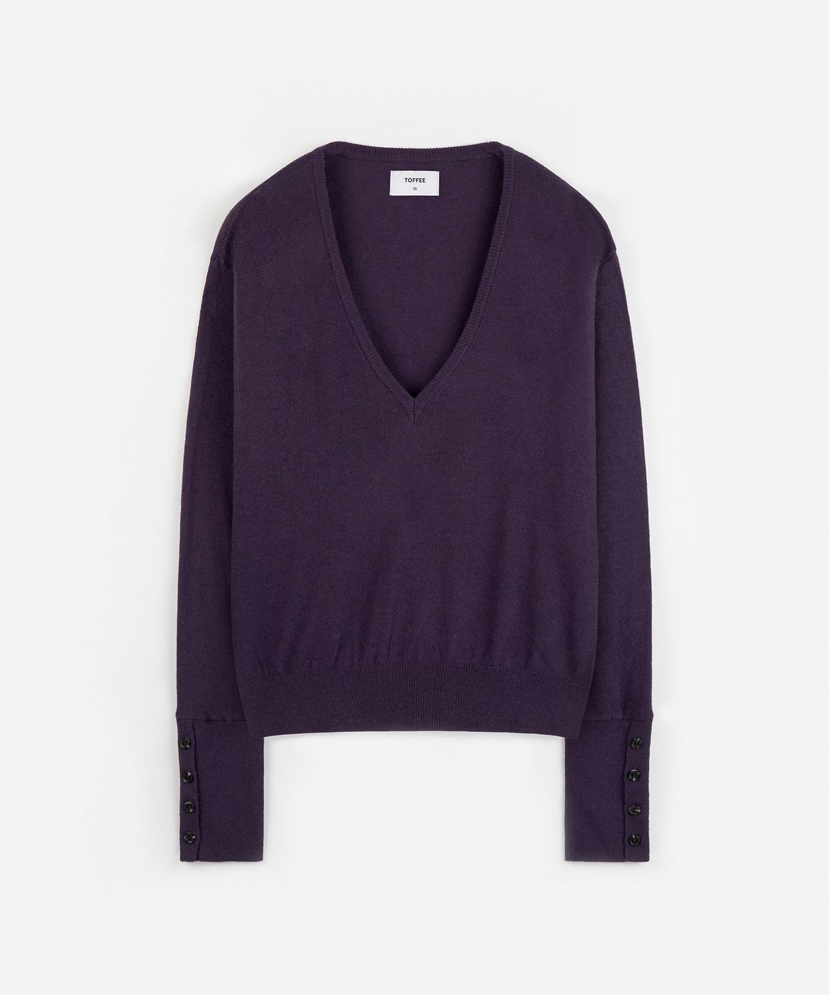 토피 우먼(TOFFEE WOMEN) W 딥 브이 버튼 니트 (PURPLE)