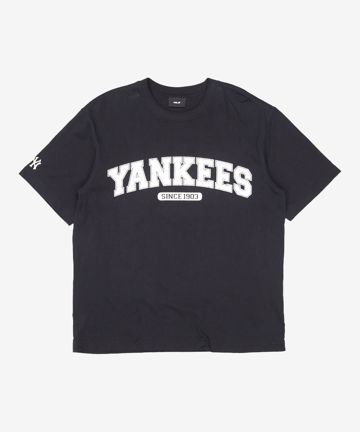 엠엘비(MLB) 바시티 로고 오버핏 반팔 티셔츠 NY (Black) 100