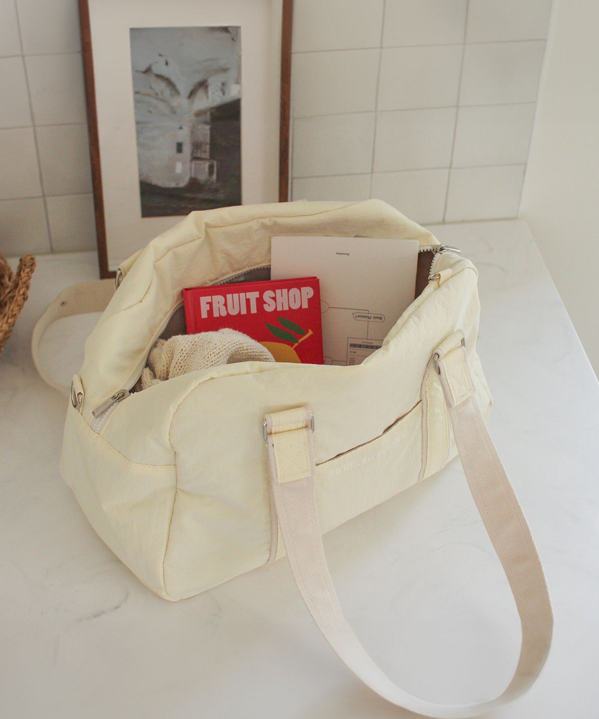 브릴리언트 레코드(BRILLIANT RECORD) Mellow duffel bag_Butter cream