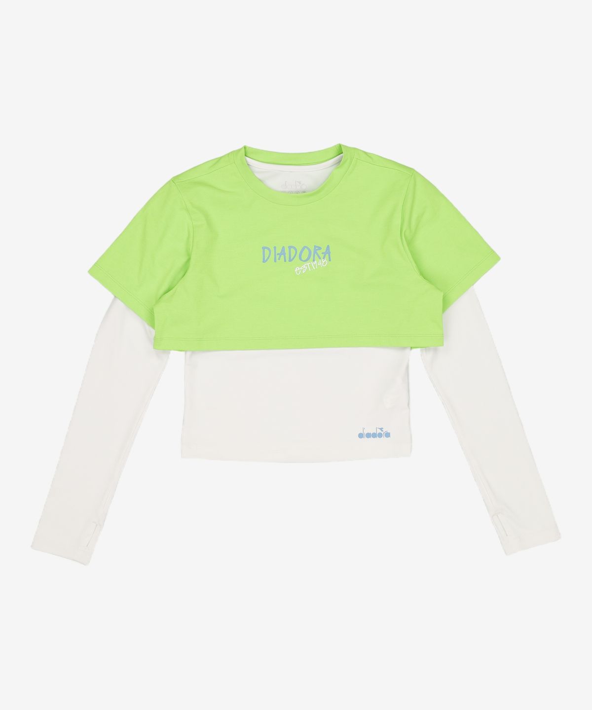 디아도라(diadora) 락앤런 크롭 레이어드 롱슬리브 LIME S