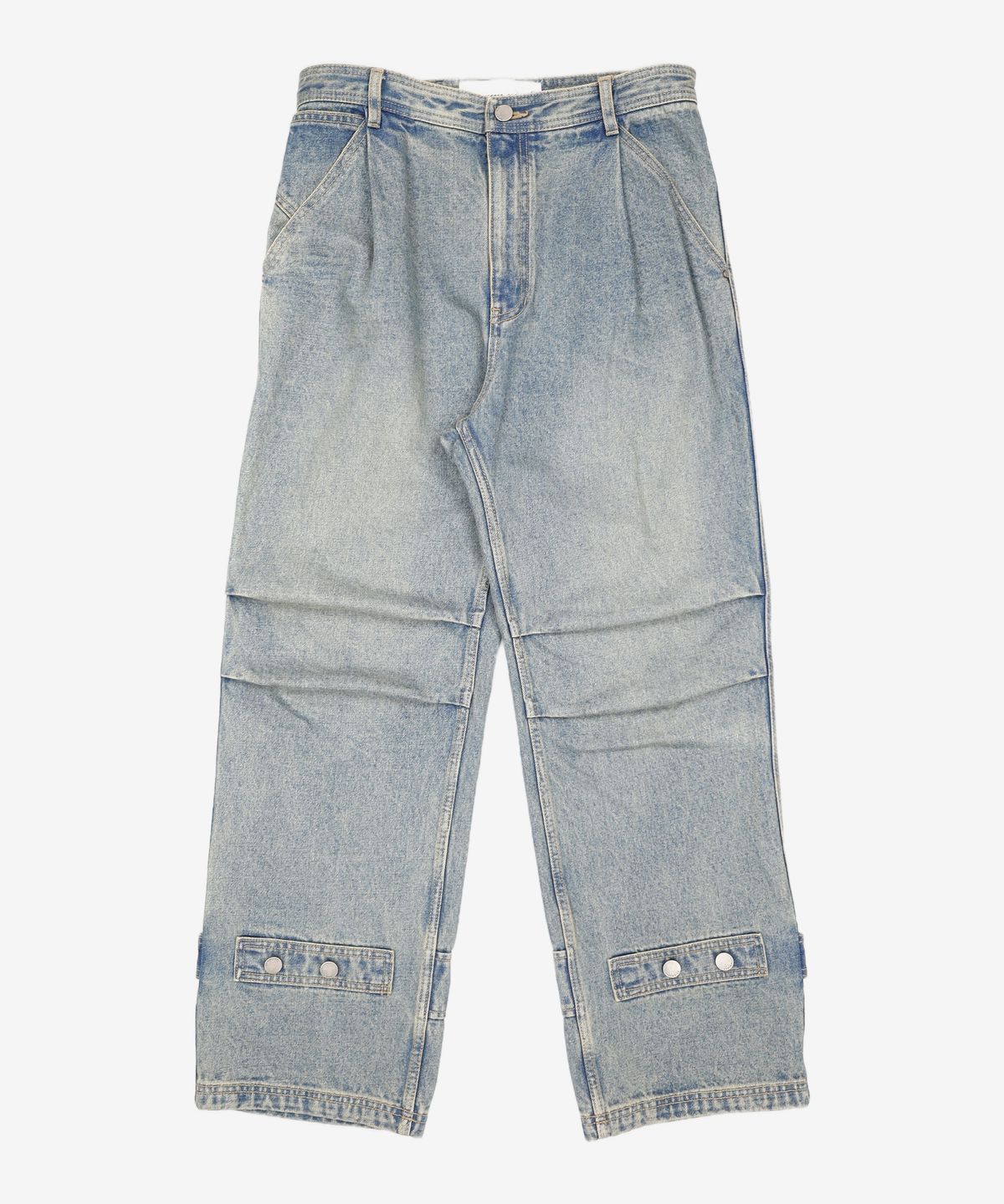 언지미크(UNGIMMICK) VINTAGE WASHED TUCK DENIM PANTS (SAND BLUE) S