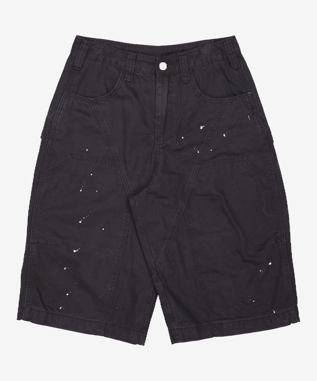 노매뉴얼(NOMANUAL) PAINTED DOUBLE KNEE SHORTS - WASHED BLACK M
