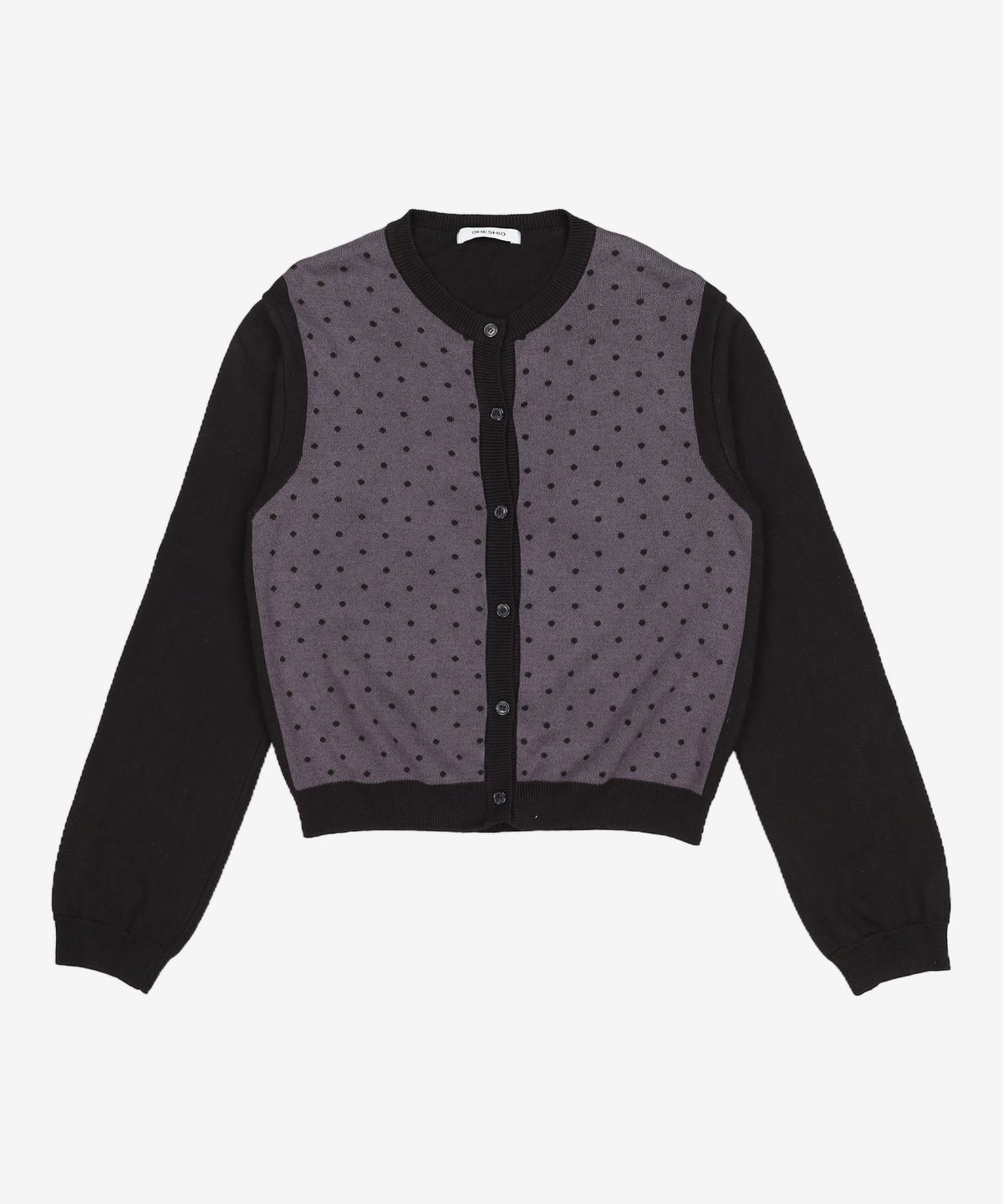 오헤시오(OHESHIO) dot two tone cardigan (charcoal) FREE
