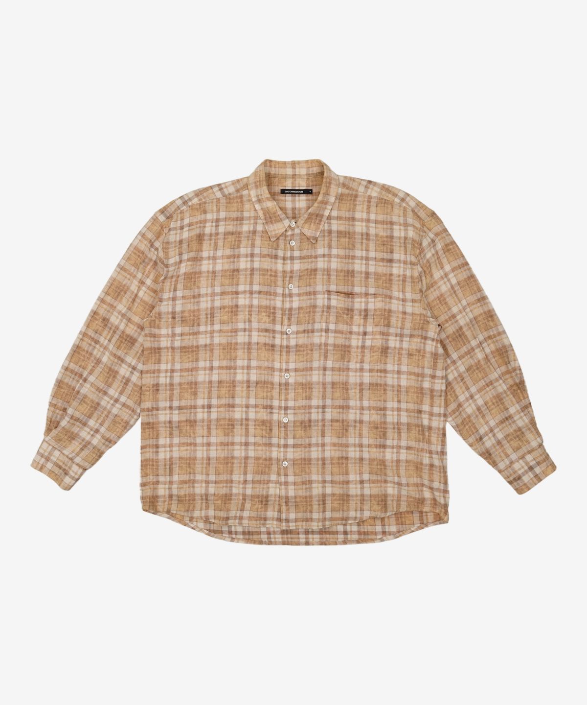 해칭룸(HATCHINGROOM) Classic Shirt Tie Dyed Check Brown 4