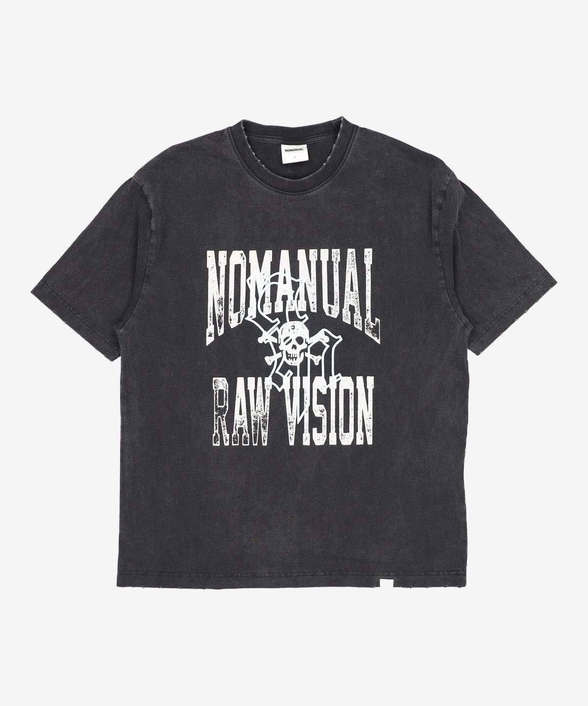 노매뉴얼(NOMANUAL) NM SKULL T-SHIRT - WASHED BLACK M