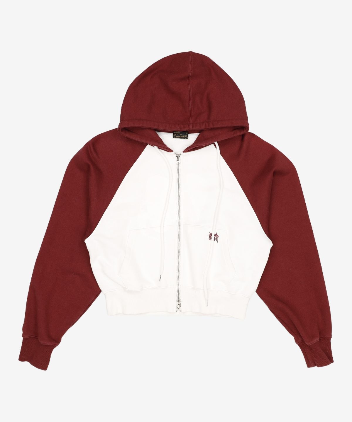 브라운브레스(BROWNBREATH) CROP RAGLAN HOODIE ZIP UP - BURGUNDY FREE