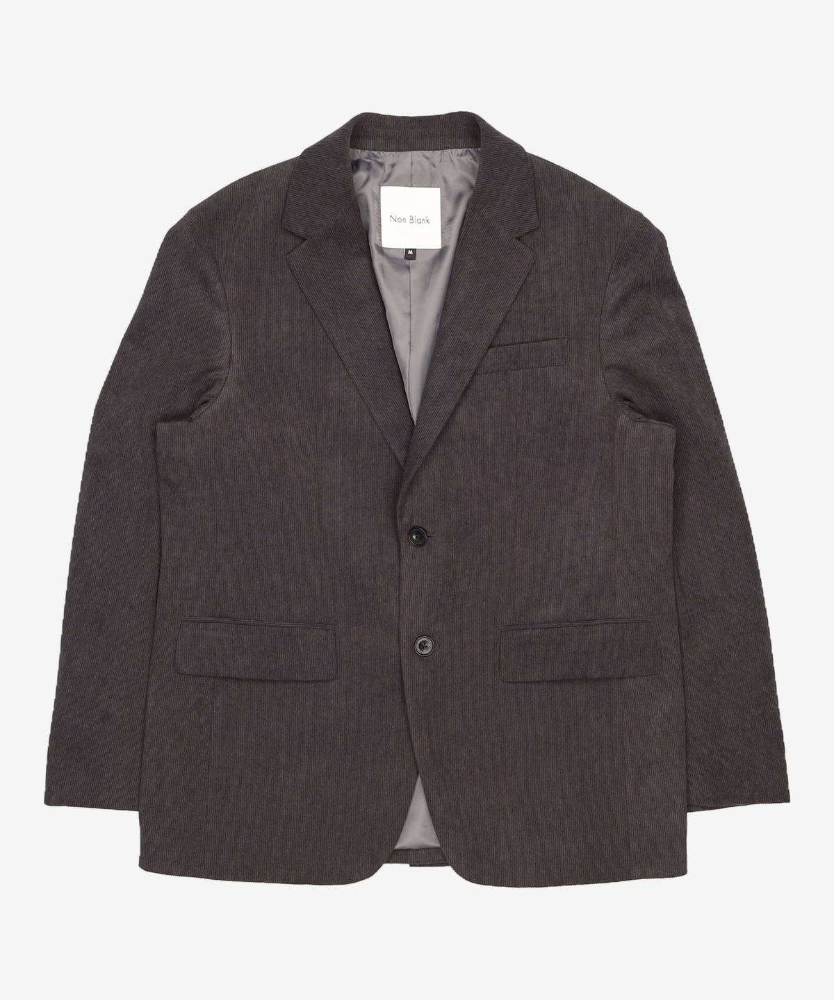 넌블랭크(NONBLANK) 코듀로이 세미 오버 핏 블레이저_DARK GREY M