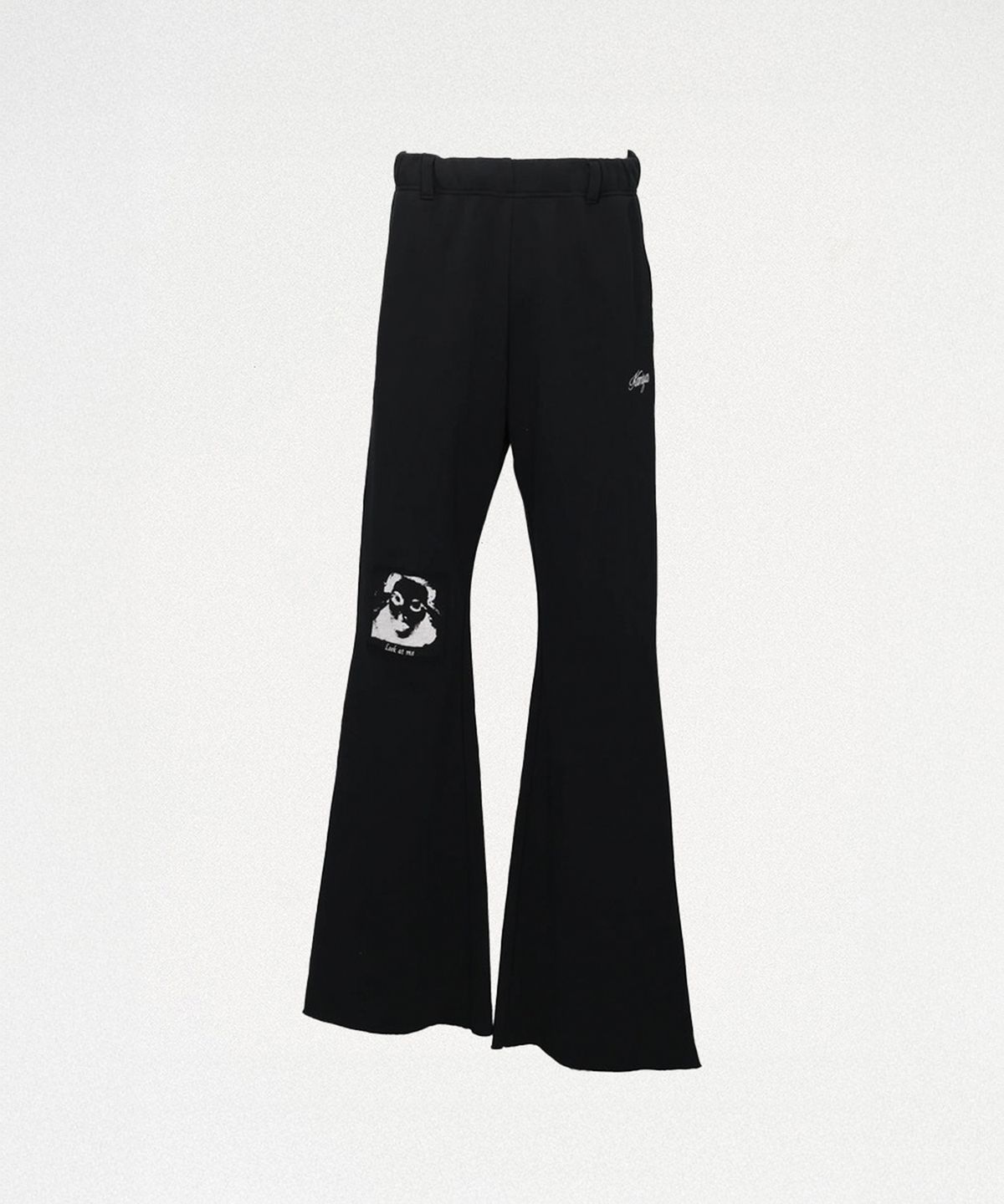 카미야(KAMIYA) Girl Patch Bootcut Sweat Pants - BLACK