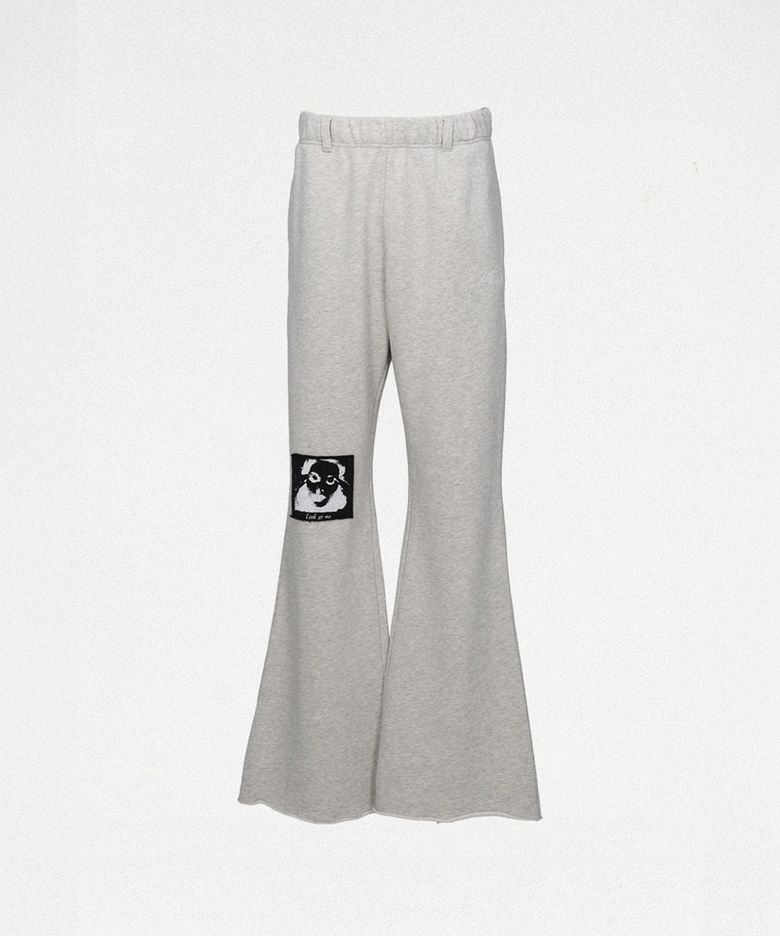 Girl Patch Bootcut Sweat Pants - GRAY