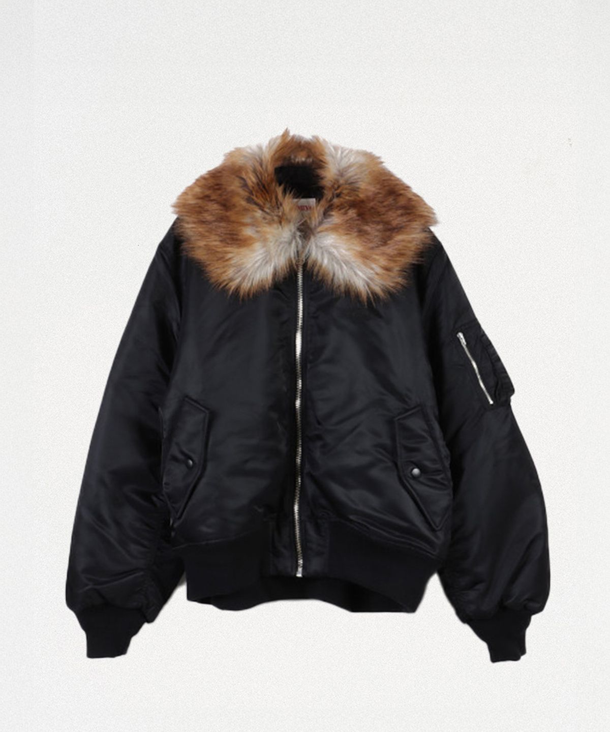 카미야(KAMIYA) Embroidered Fur Collar Flight Jacket - BLACK