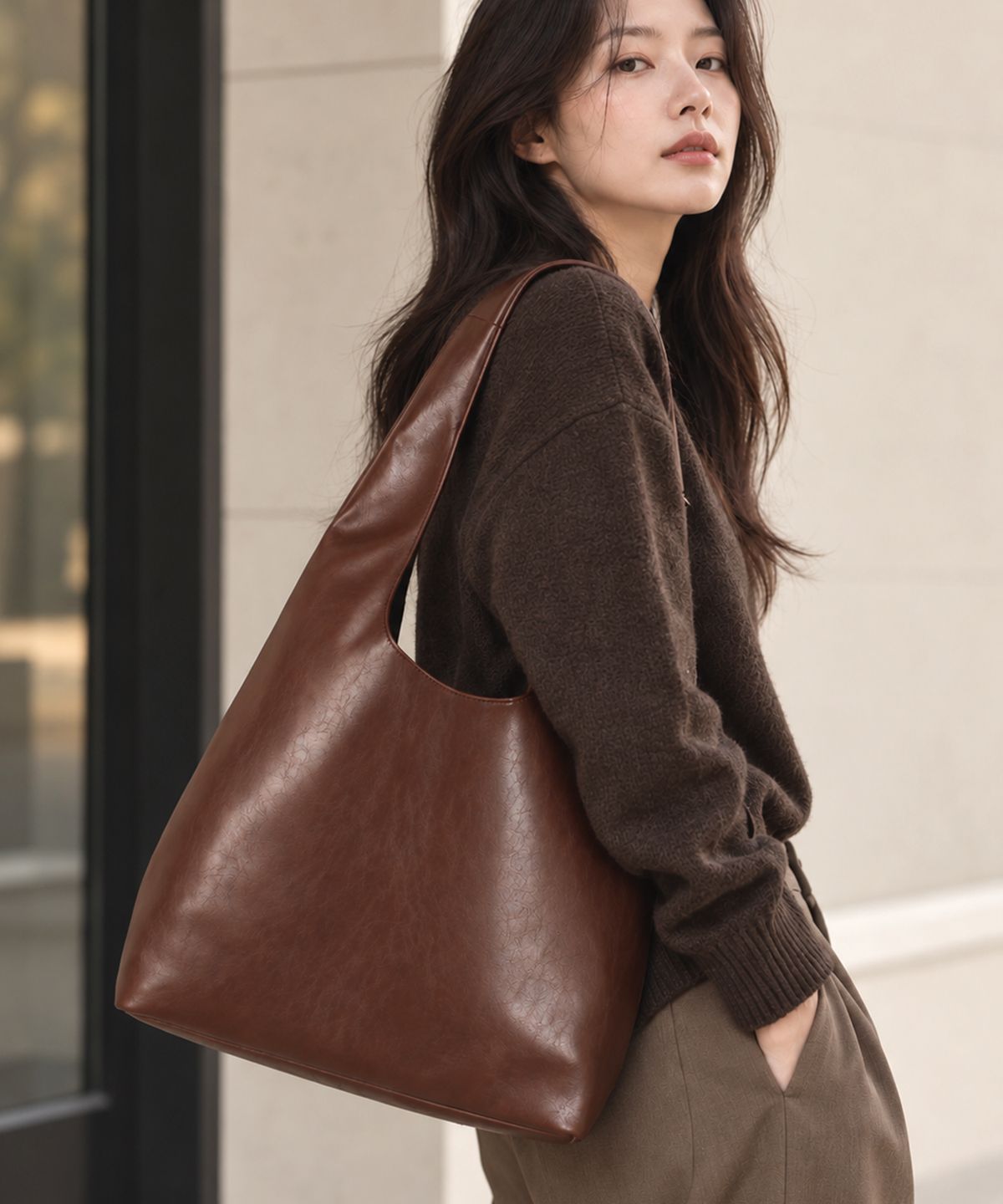 베르나코(VERNACO) 클래식 가죽 호보백