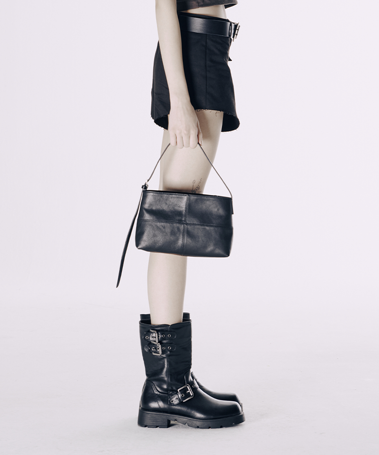 JIMMY LEATHER HAND BAG (BLACK)