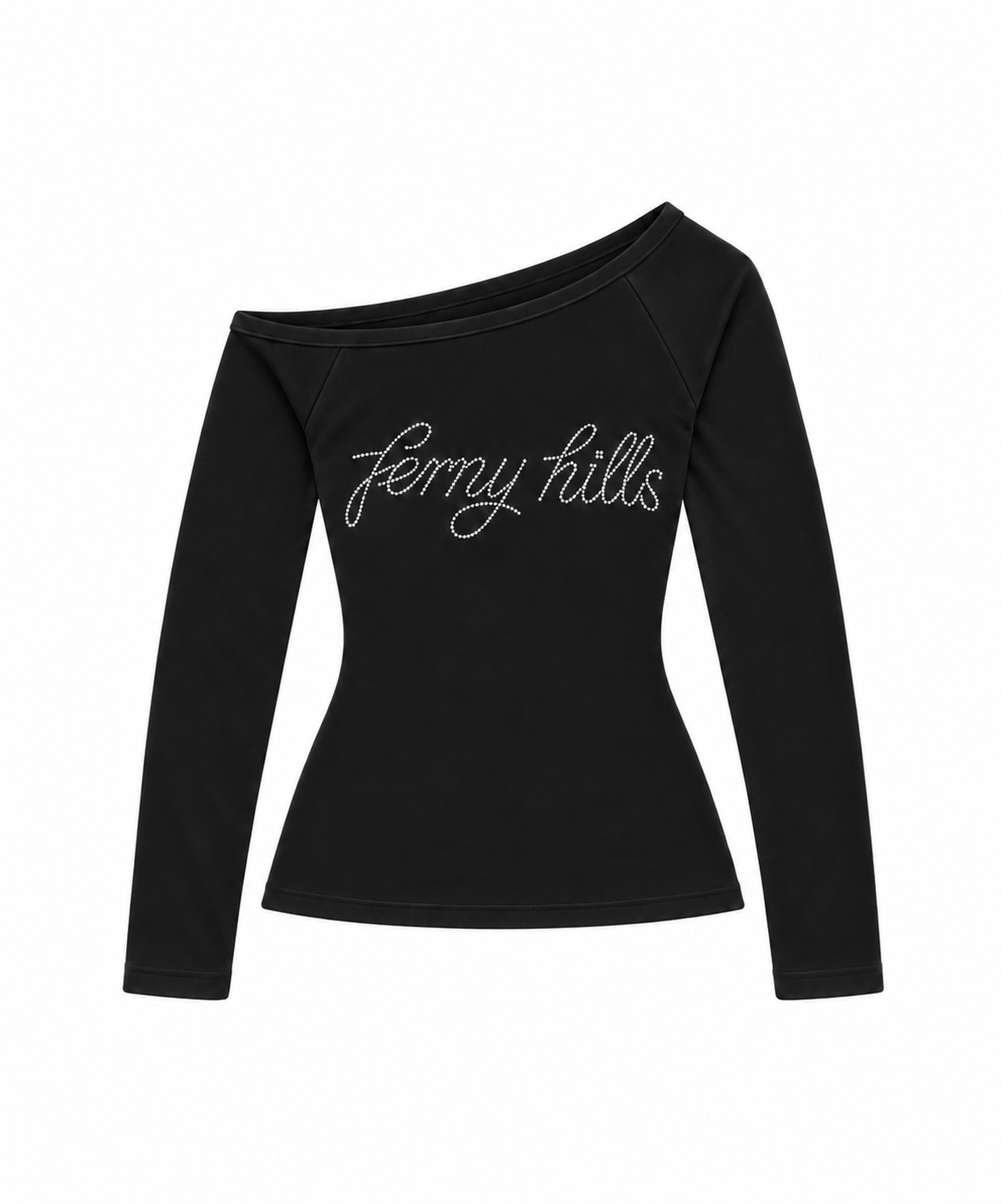 퍼니힐즈(FERNY HILLS) 블링 오프 숄더 탑 블랙