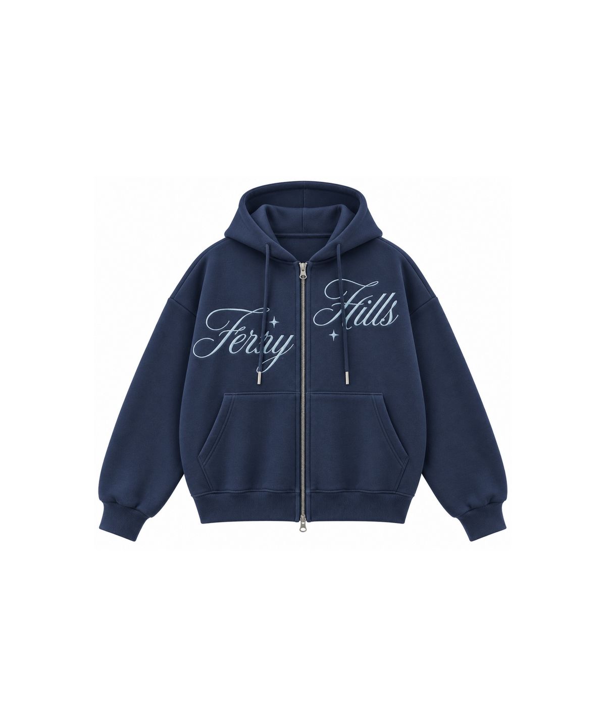 퍼니힐즈(FERNY HILLS) 퍼니 레터링 후드 집업 네이비