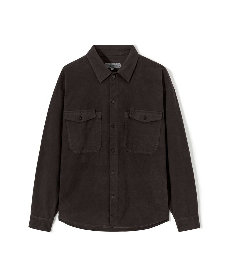 SUPIMA OXFORD FLANNEL 유틸리티 오버 셔츠 BRUSHED BROWN