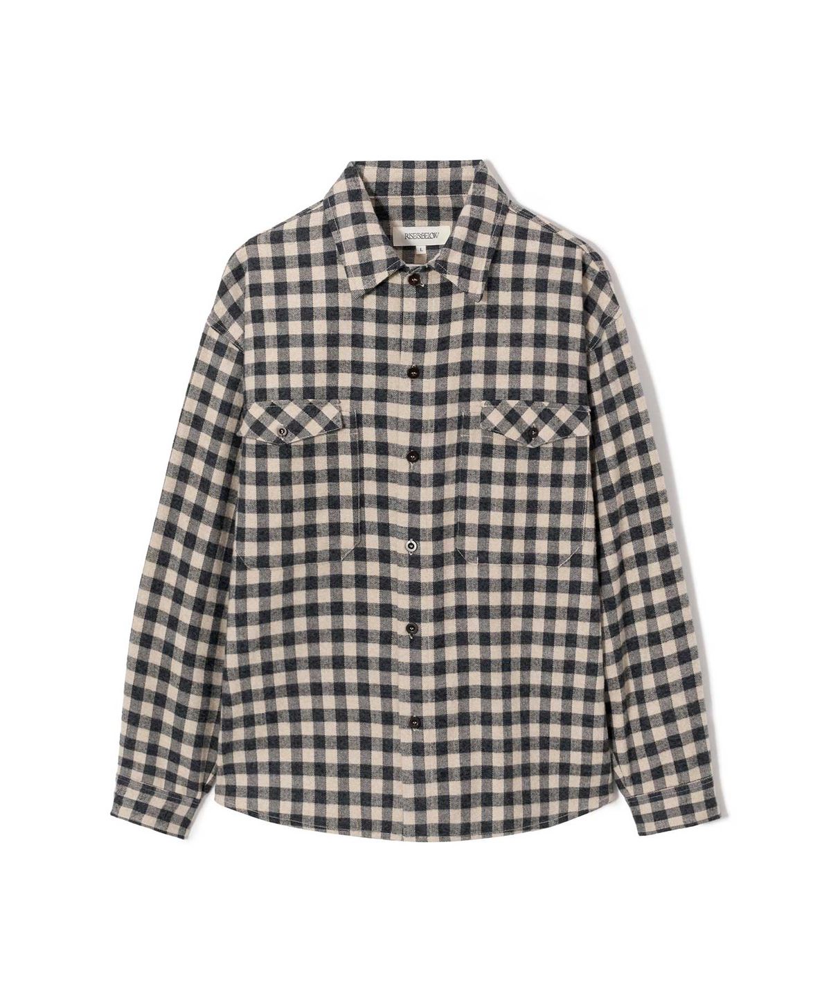 라이즈앤빌로우(RISE&BELOW) GINGHAM CHECK FLANNEL 유틸리티 오버 셔츠 NAVY GINGHAM