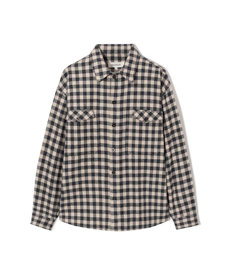 GINGHAM CHECK FLANNEL 유틸리티 오버 셔츠 NAVY GINGHAM