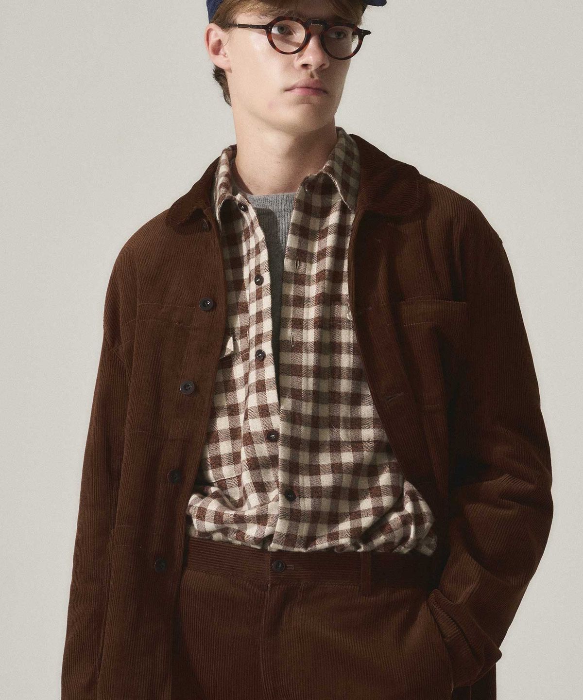 라이즈앤빌로우(RISE&BELOW) GINGHAM CHECK FLANNEL 유틸리티 오버 셔츠 BROWN GINGHAM