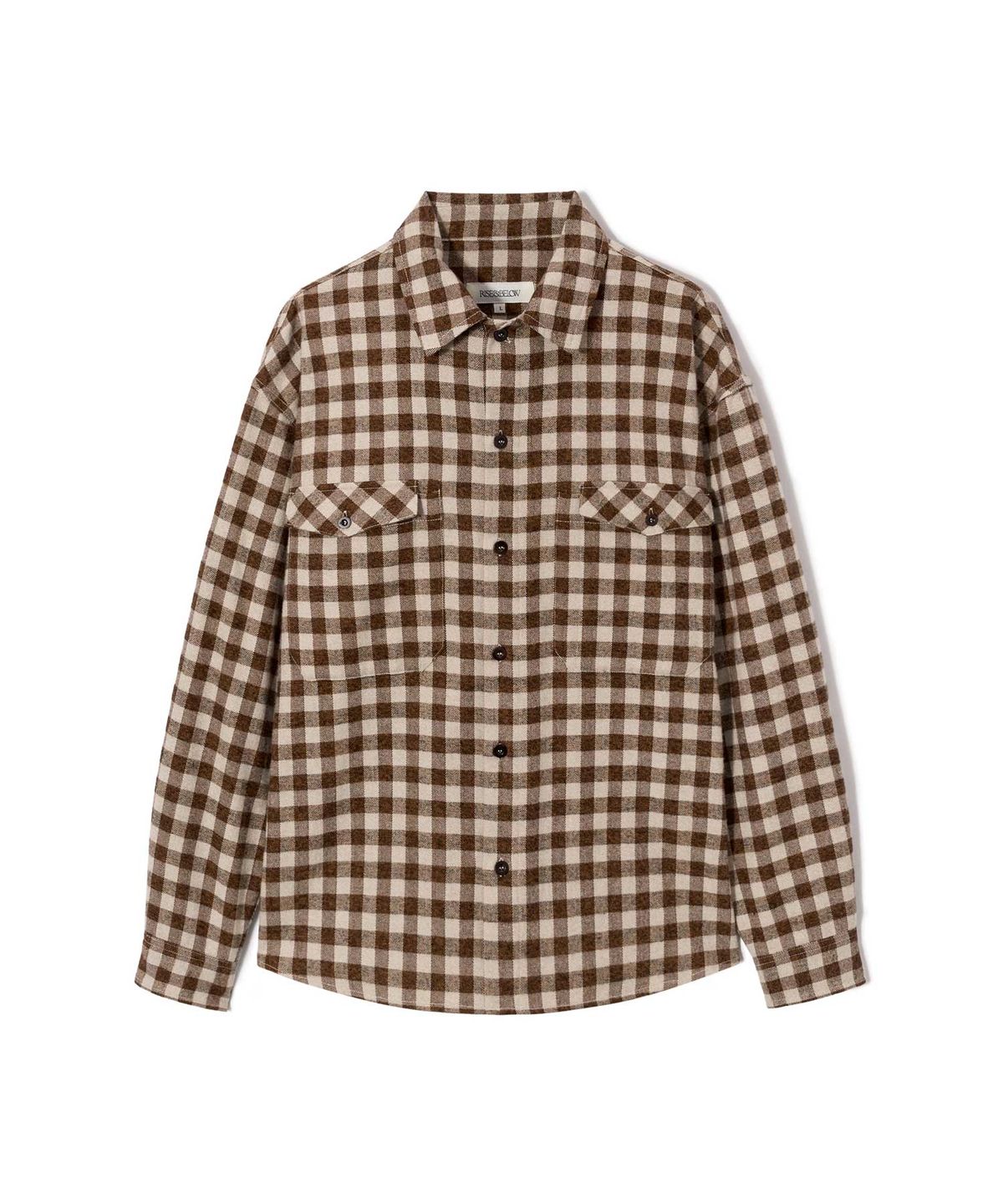 라이즈앤빌로우(RISE&BELOW) GINGHAM CHECK FLANNEL 유틸리티 오버 셔츠 BROWN GINGHAM
