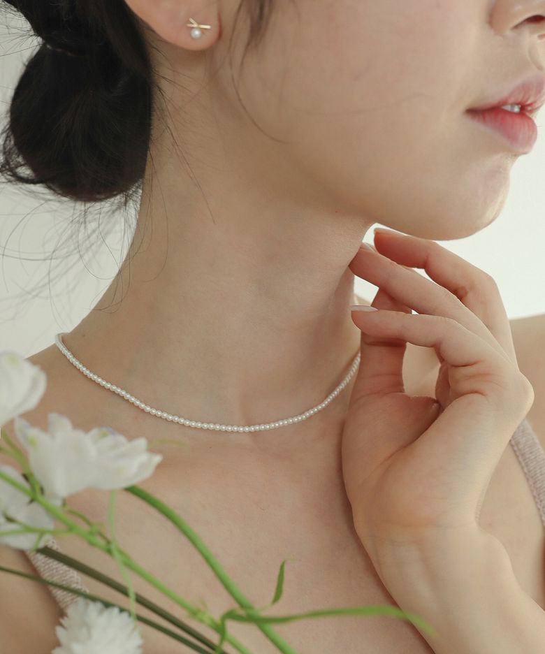 [ Silver ] 화이트 핵진주 목걸이 2mm
