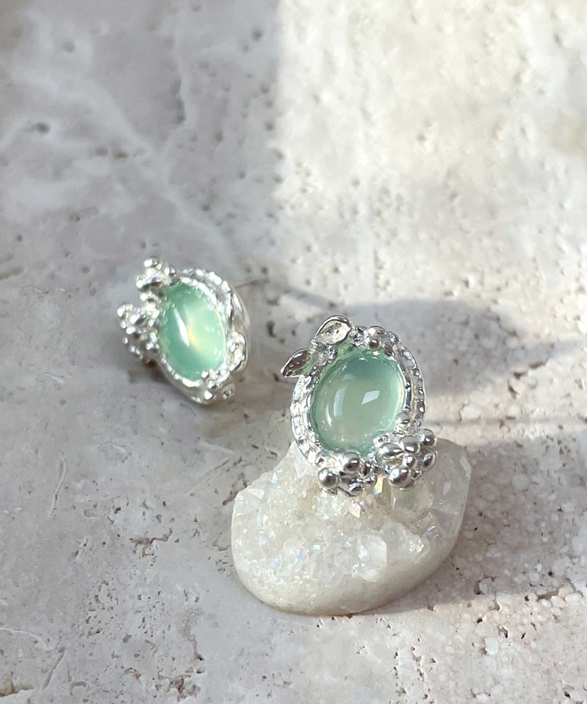 펄시(PERSY) PALETTE GREEN AGATE SILVER EARRING
