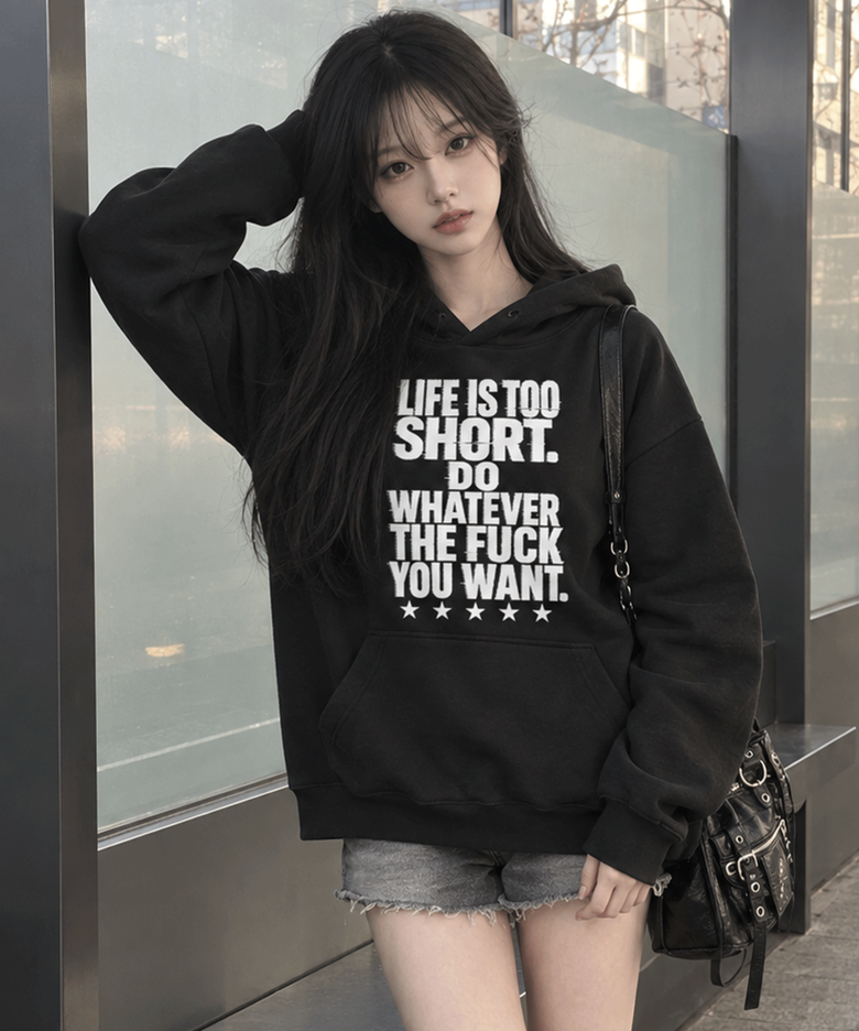 크리스탈 크로스 후드티셔츠
