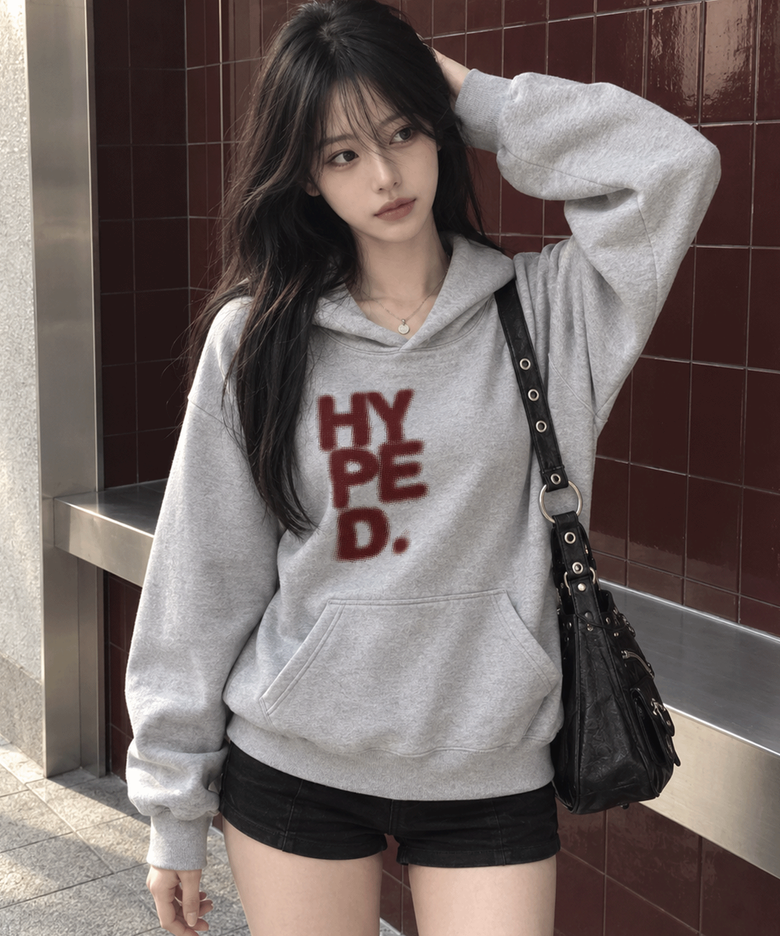 하이프 D 하프톤 로고 후드티셔츠