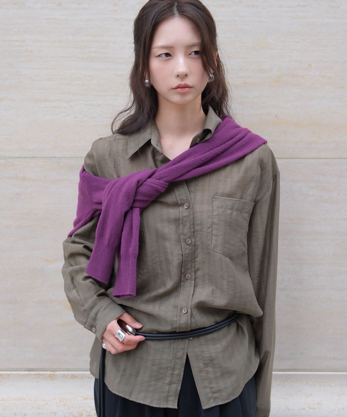 올유니(ALLUNEE) Marron Shirts_Ash Khaki