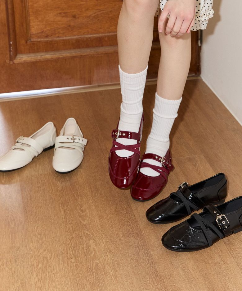 X-Strap Belted Ballet Flat 벨티드 스트랩 플랫 2cm -WA9002 (3color)