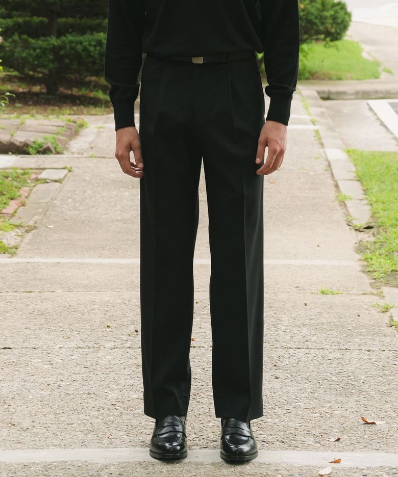 [ESSENTIAL LINE] WOOL TAPERED PANTS_BLACK