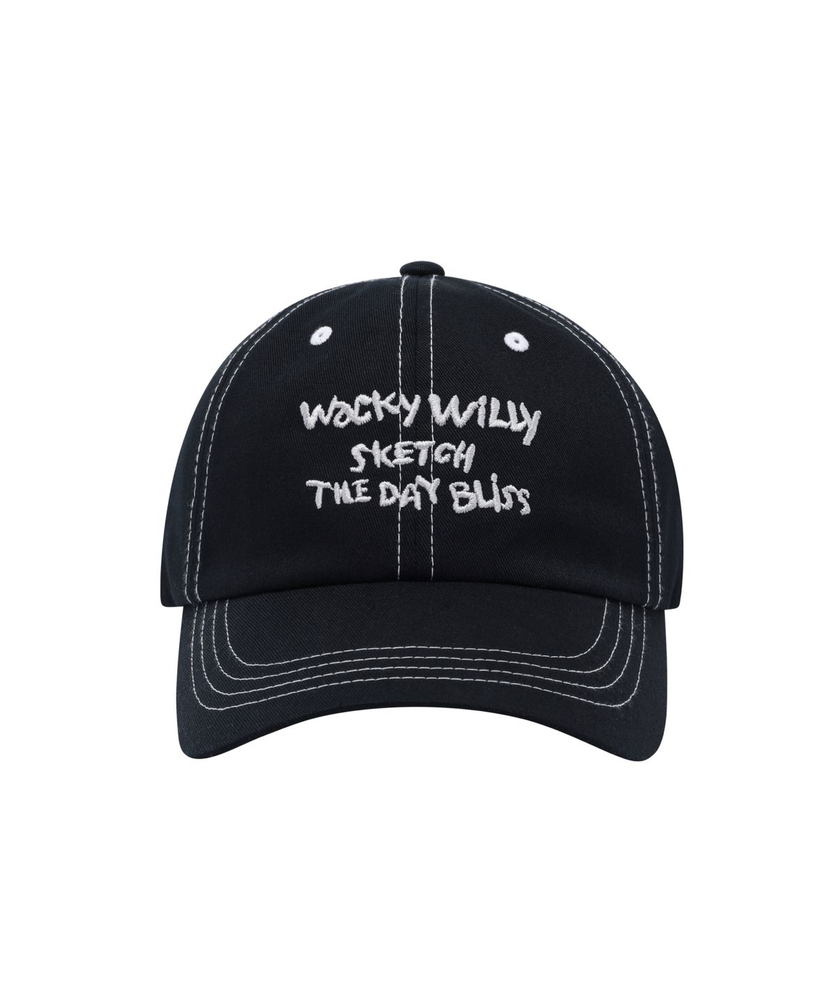 와키윌리(WACKY WILLY) 스티치 타이포 볼캡 블랙