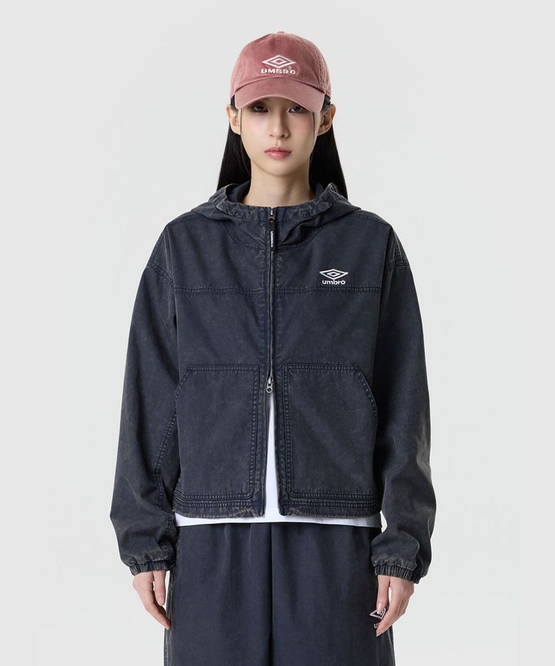 DISTRICT11 후드형 워싱 바람막이 자켓 네이비 UR324CJK90