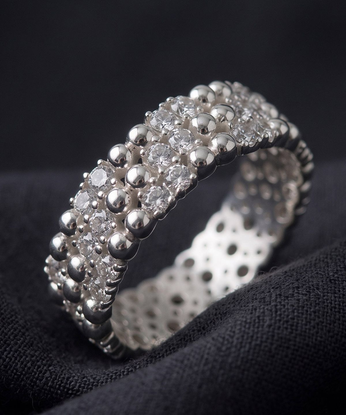 엘렌쥬얼리(HELENE JEWELRY) 실버 Silver 925 트리플 크로스 큐빅 레이어드 미스 링 은 반지