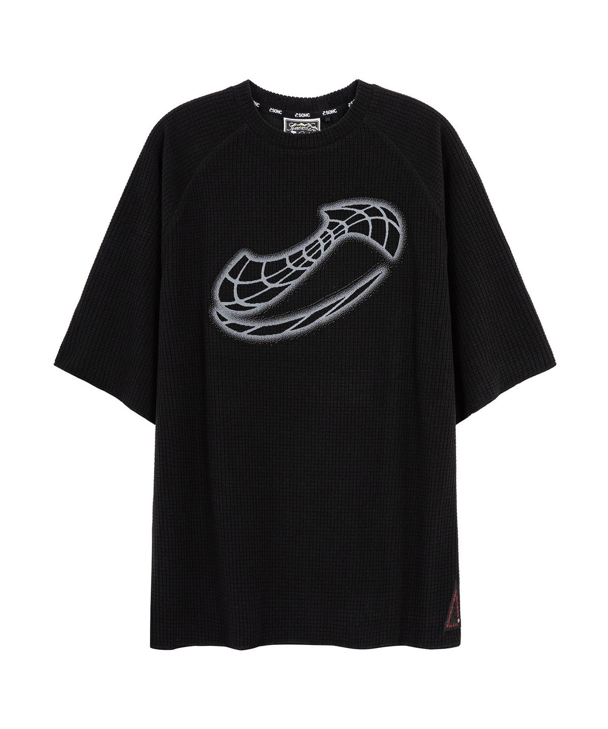 썸웨어 아웃사이드 하이킹 컴퍼니(SOMEWHERE OUTSIDE HIKING COMPANY) 와플 후리스 로고 티셔츠_BLACK
