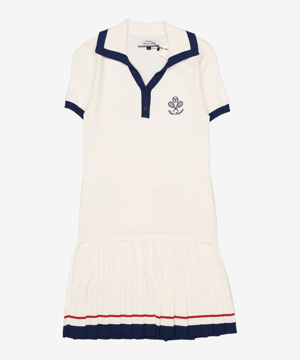 세르지오 타키니(SERGIO TACCHINI) W 사바티니 플리츠 오픈카라 반팔 스웨터 드레스 S