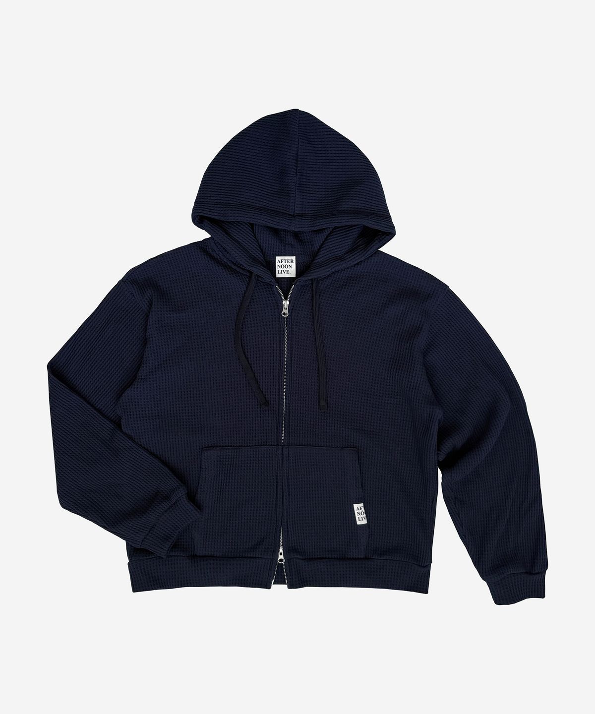 애프터눈라이브(AFTERNOONLIVE) Waffle Two-way Zip Hoodie (Navy Blue)