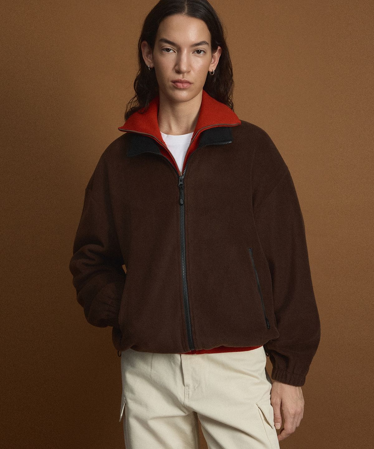 티엔지티 우먼(TNGT WOMAN) W Oversized Fleece Jumper (Brown) TNJU6F110W2