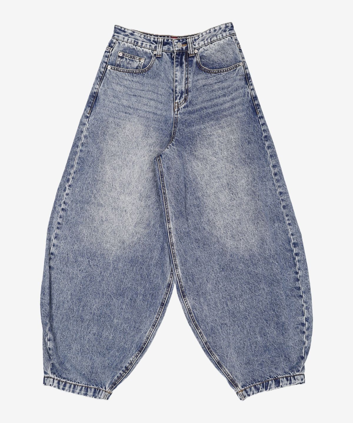 기철(KICHUL) BALLOON FIT DENIM PANTS (INDIGO GREEN WASHED) XS