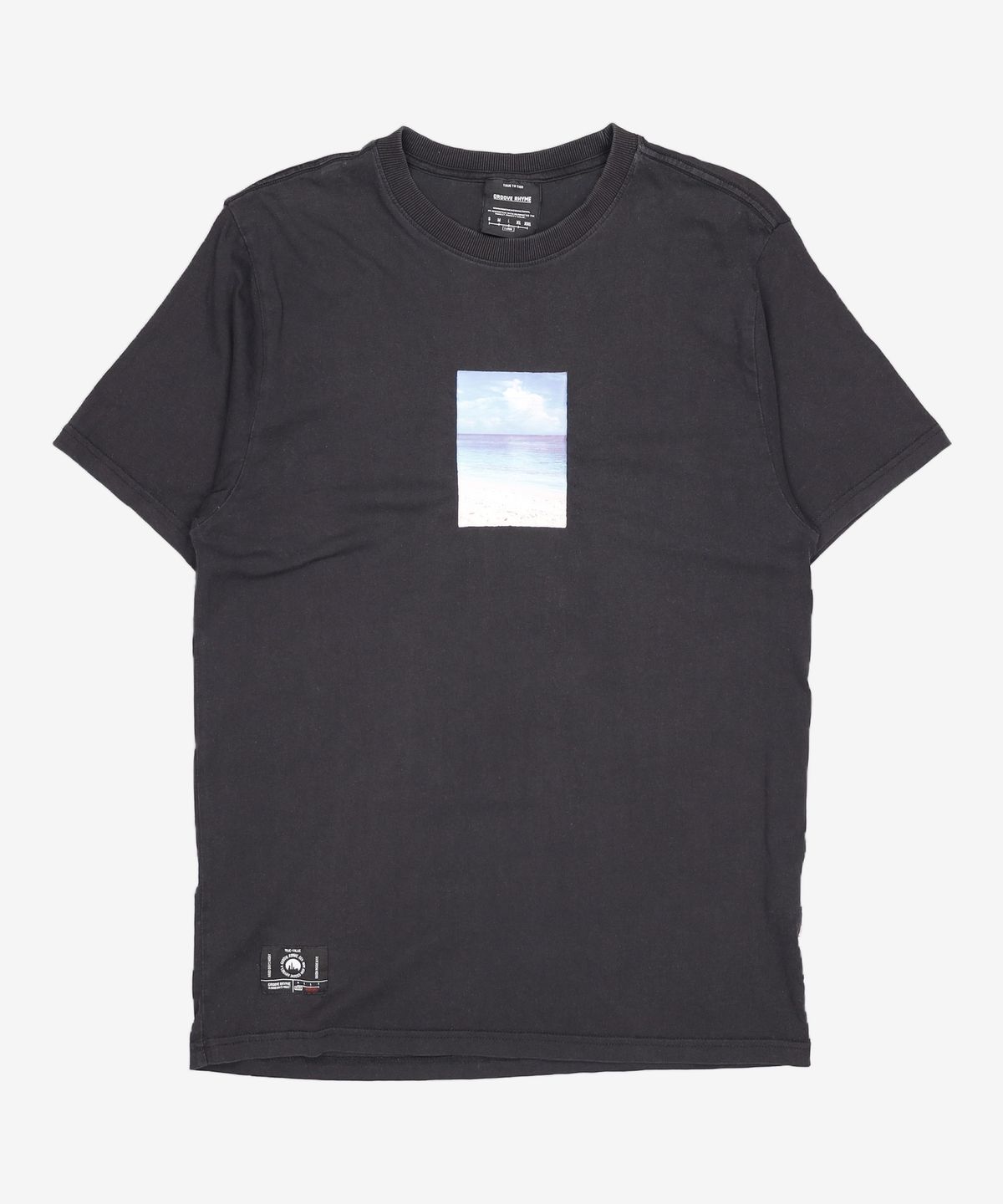 그루브라임(GROOVE RHYME) 2018 BEACH PHOTO PRINT T-SHIRTS (BLACK) [GTS054G23BK] L