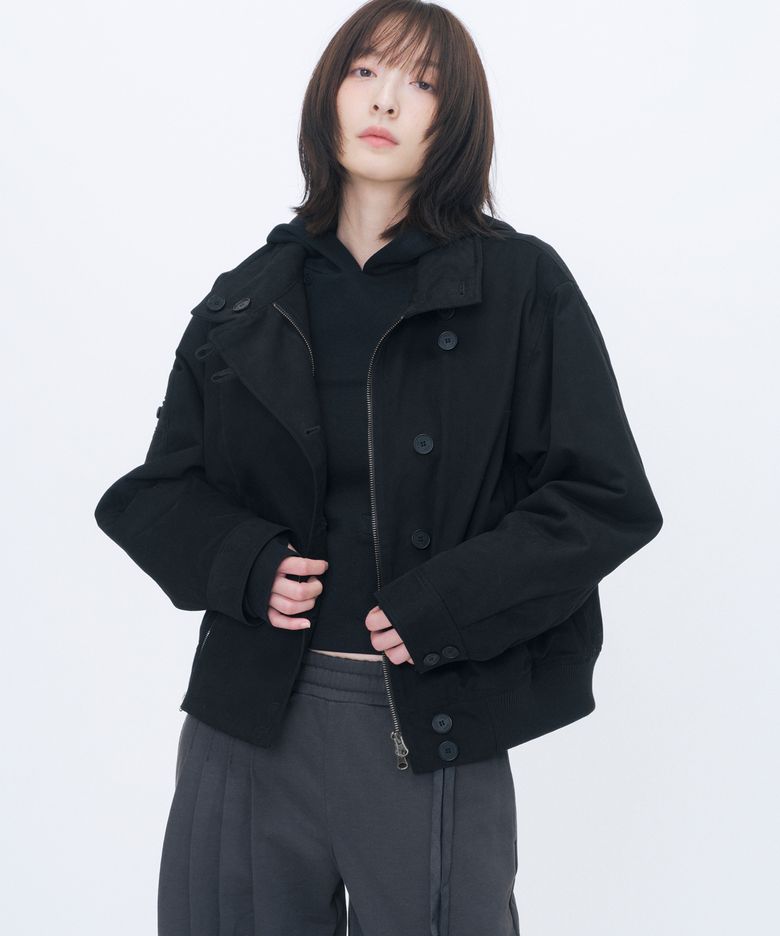 Asymmetric bomber jacket BLACK
