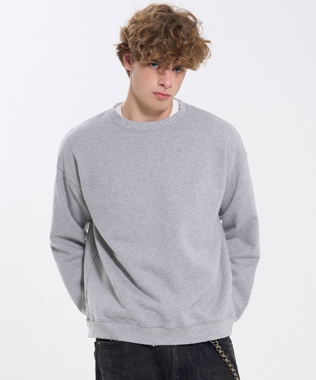 필프(PEALP) DISTRESSED WASHED SWEATSHIRT 66 (MELANGE GRAY)