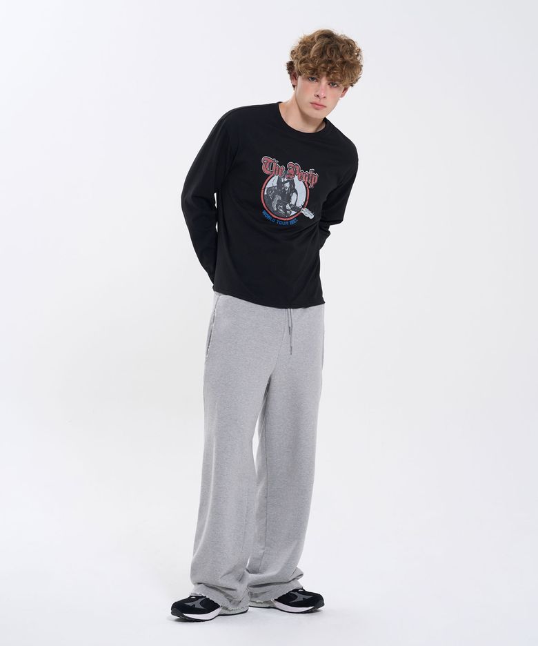 DISTRESSED WASHED SWEATPANTS 70 (MELANGE GRAY)