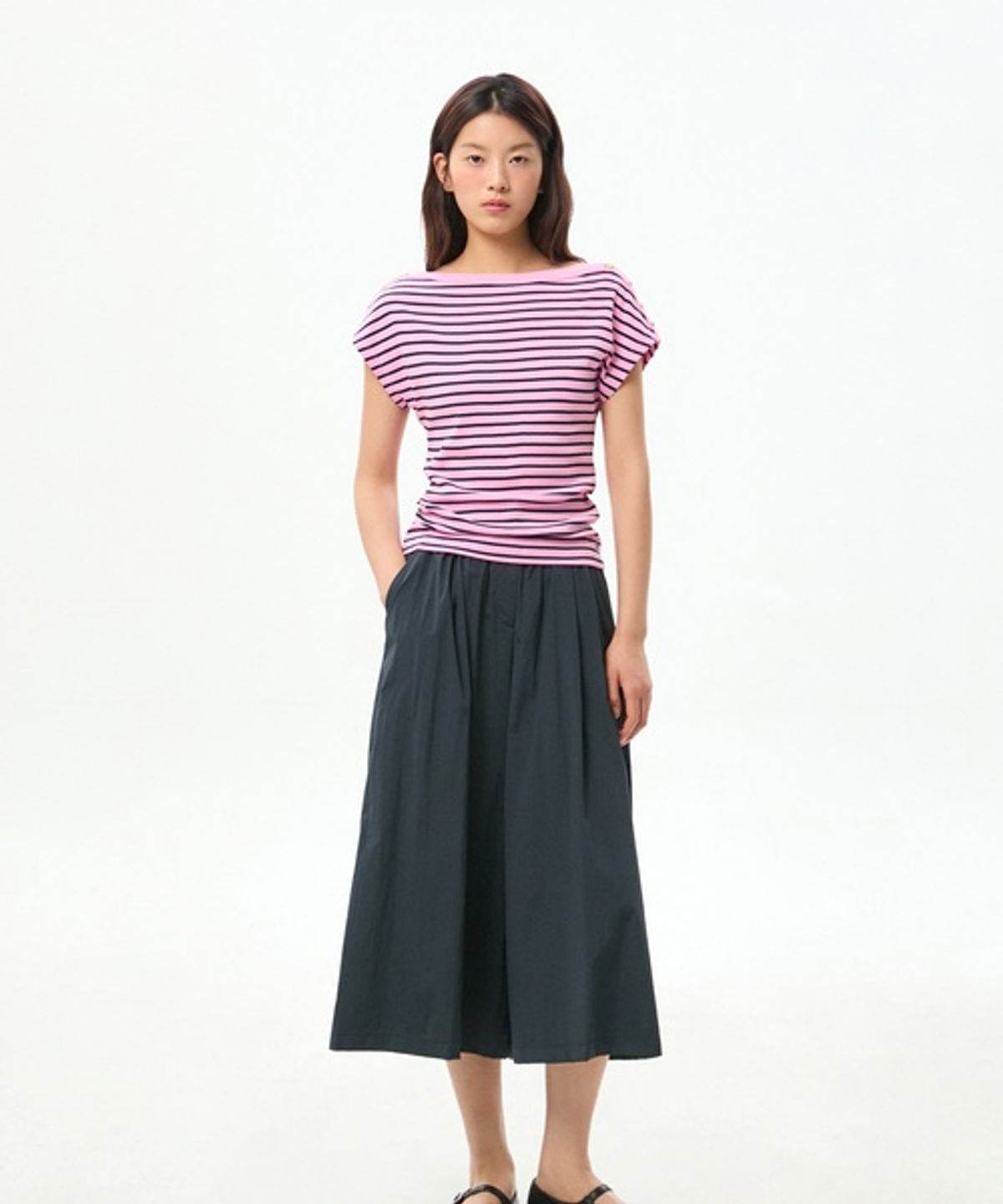 타미힐피거(TOMMY HILFIGER) 라이트 웨이트 와이드 팬츠 (T22G6WPC501WL1B60)